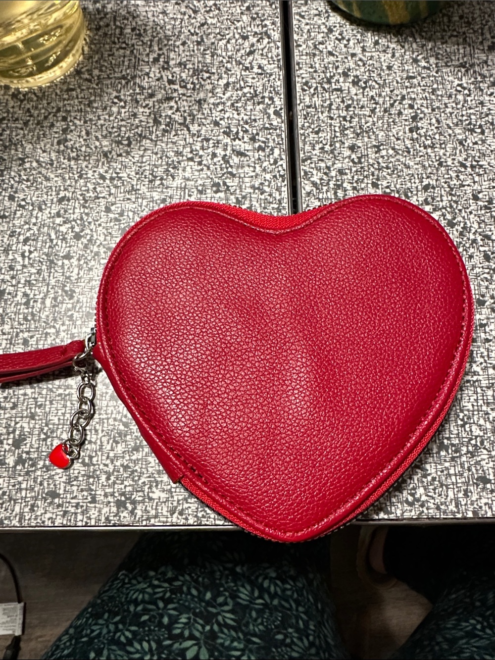 Heart zip pouch with heart charm